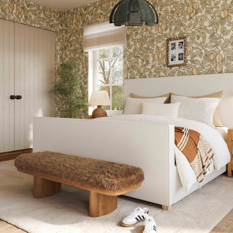 Upholstered Ollie Straight Bench by TOV Furniture featuring a sleek design and cushioned seat for modern living spaces.
