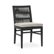 Set of two Classic Home Westville outdoor dining chairs in black, featuring durable metal frames and comfortable seating.