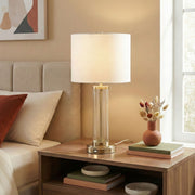 Luna - Table Lamp With On / Off Switch Clear Body Base - Clear / Silver / White - R&R Furniture Gallery (Fountain Valley, CA)