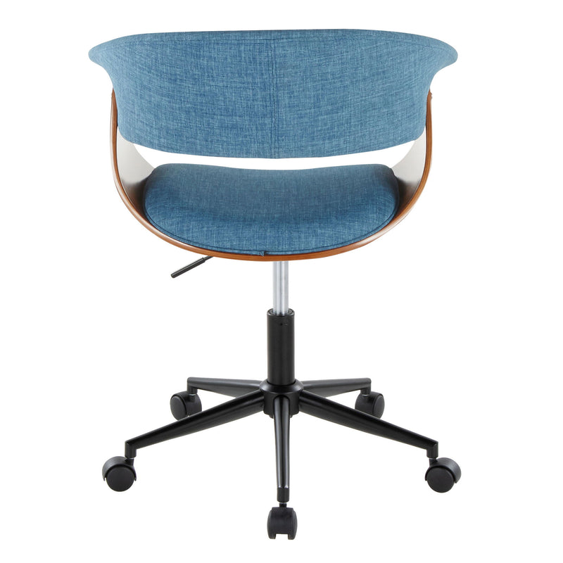 Lumi Source Vintage Mod mid-century modern office desk chair with wooden arms and cushioned seat, stylish and ergonomic.