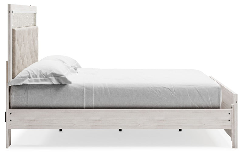 Altyra - King Panel Bed With Upholstered Headboard - White - R&R Furniture Gallery (Fountain Valley, CA)