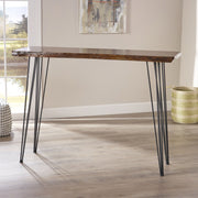 Modern industrial Noble House breakfast bar table with metal hairpin legs and natural wood veneer top.