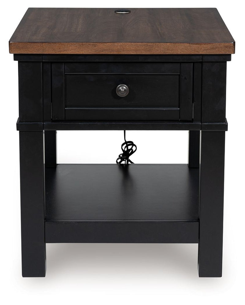 Wildenauer - Rectangular End Table - Brown / Black - R&R Furniture Gallery (Fountain Valley, CA)