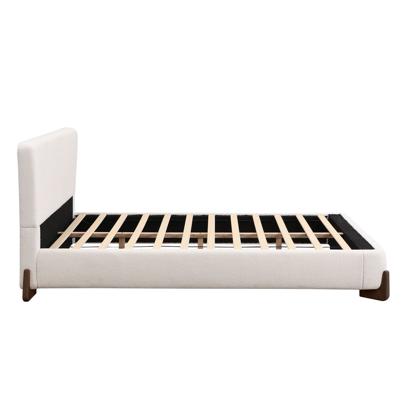 Queen Size Elegant Terry Upholstered Bed - White - R&R Furniture Gallery (Fountain Valley, CA)