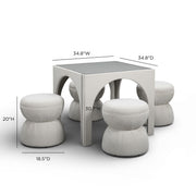 Tomlin game table and ottoman set from TOV Furniture, 5-piece living room set with modern design and plush ottomans.