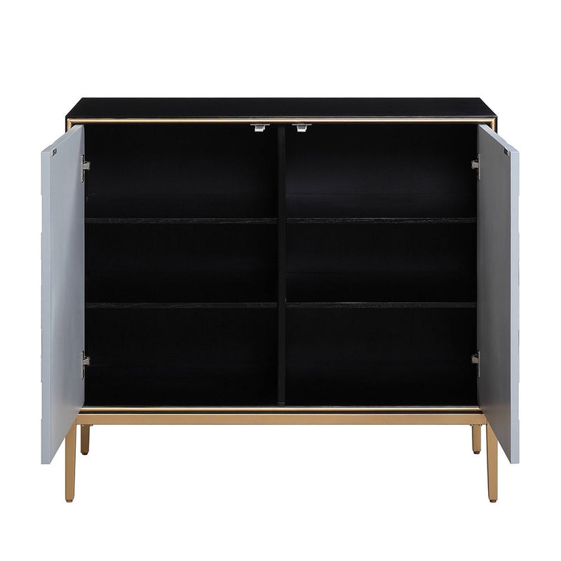 Quilla - Console Cabinet - Black, Gray & Brass - R&R Furniture Gallery (Fountain Valley, CA)