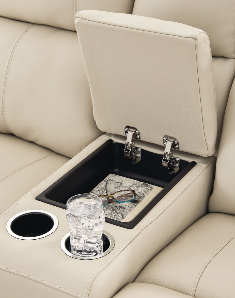 Dahlmoore - Dbl Power Reclining Loveseat With Console - Almond - R&R Furniture Gallery (Fountain Valley, CA)