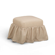 Yellow Gertrude Performance Linen Skirted Ottoman by TOV Furniture, upholstered ottoman with a sleek, modern design and soft linen fabric.
