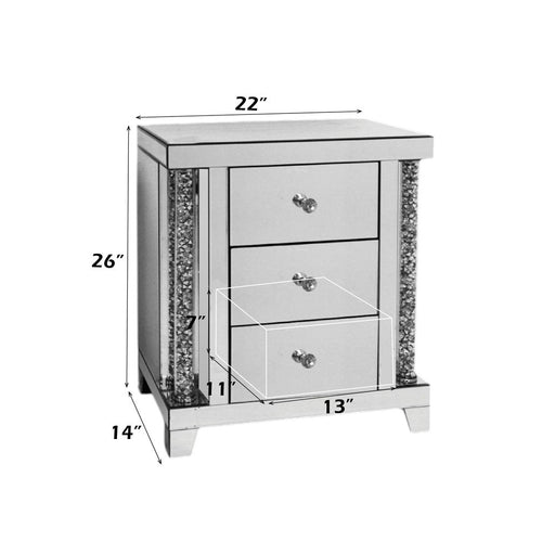 Noralie - 22" X 14" Accent Table - Mirrored & Faux Diamonds - R&R Furniture Gallery (Fountain Valley, CA)