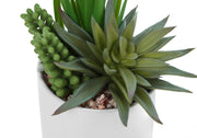 Set of 2 artificial succulent plants from 8th Street, realistic green faux plants in small decorative pots.