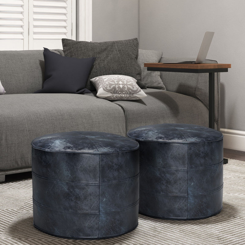 Connor - Handcrafted Round Pouf - R&R Furniture Gallery (Fountain Valley, CA)