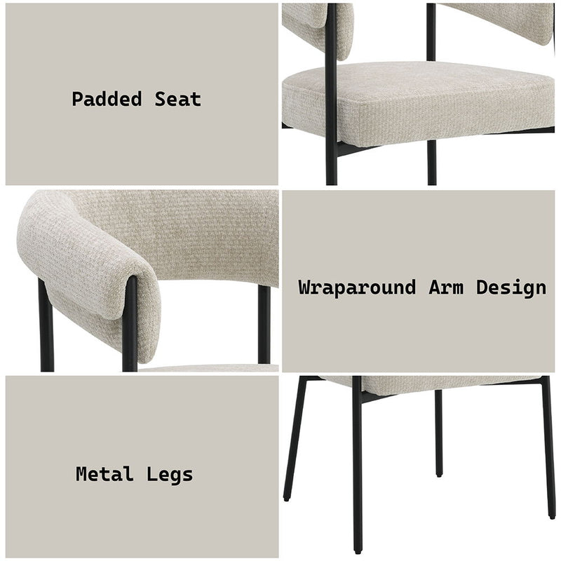 Jirina - Chenille Arm Chair (Set of 2) - Beige & Black - R&R Furniture Gallery (Fountain Valley, CA)