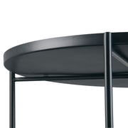 Simpli-Home Monet handcrafted coffee table with wooden top and metal legs, modern design for living room decor.