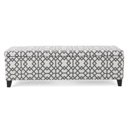 Quotient - Upholstered Storage Ottoman With Tapered Block Feet - Gray / White - R&R Furniture Gallery (Fountain Valley, CA)