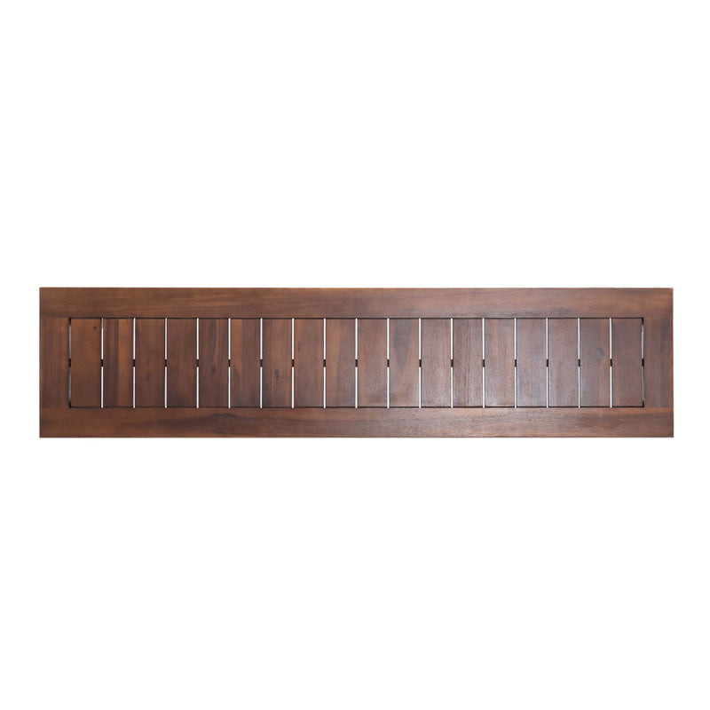Acacia Wood Outdoor Bench With Beautiful Slat Paneling - Dark Brown - R&R Furniture Gallery (Fountain Valley, CA)