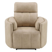 Elison - Motion Glider Recliner With Swivel - Dark Beige Polish Microfiber - R&R Furniture Gallery (Fountain Valley, CA)