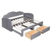 Upholstered Daybed With Cloud-Shaped Backrest, Trundle & 2 Drawers And USB Ports - R&R Furniture Gallery (Fountain Valley, CA)
