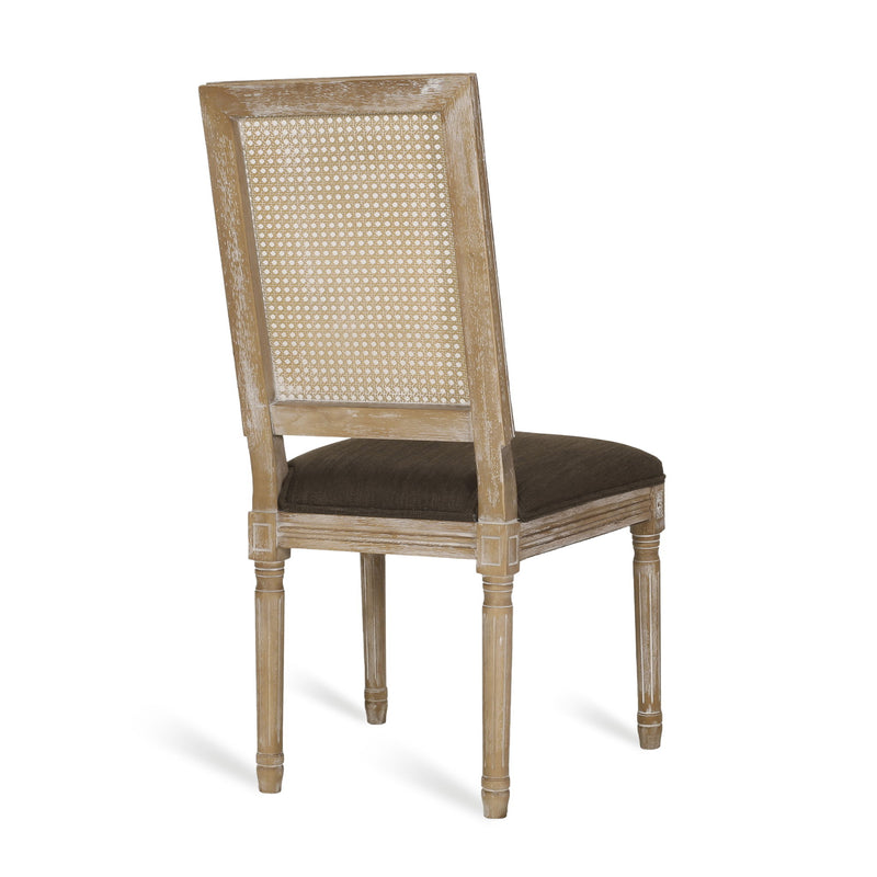 French Country Dining Chair With Rectangular Cane Backrest And Smooth Upholstered Seating - R&R Furniture Gallery (Fountain Valley, CA)
