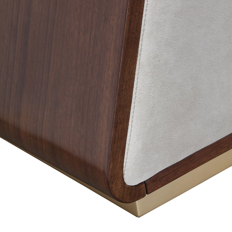 Houston - Accent Bench - Porcini / Walnut - R&R Furniture Gallery (Fountain Valley, CA)