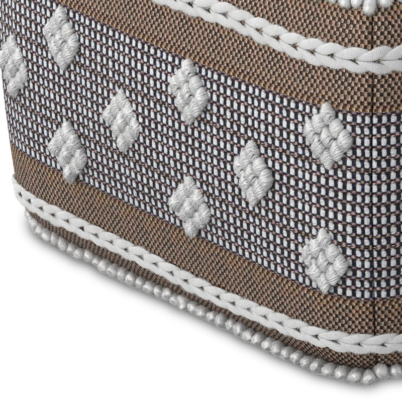 Mapleton - Outdoor / Indoor Pouf - Beige Gray / White - R&R Furniture Gallery (Fountain Valley, CA)