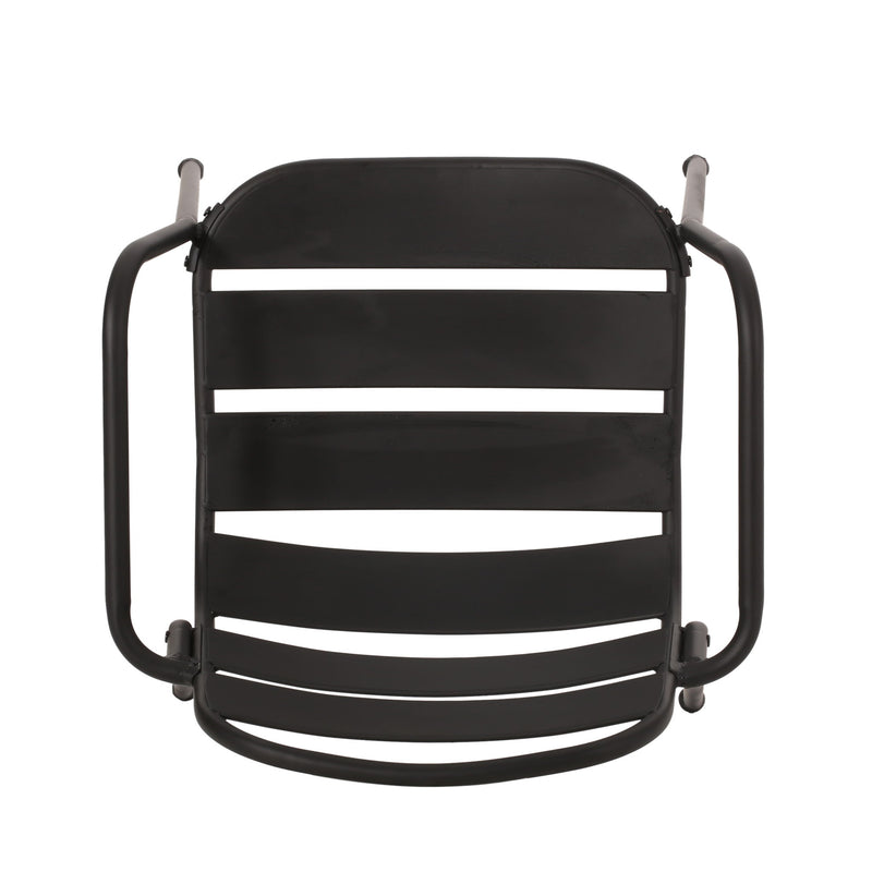 Noble House Terra Nova Bistro Set with matte black finish, includes two chairs and a round table, perfect for outdoor patio use.