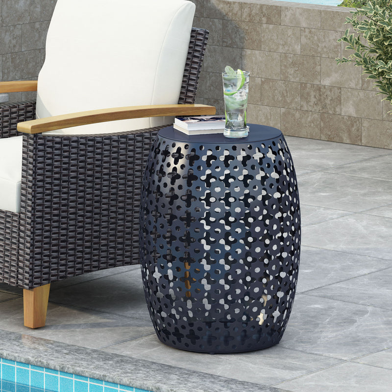 Modern metal end table by Noble House with a large, sleek design, featuring a contemporary style and sturdy construction.