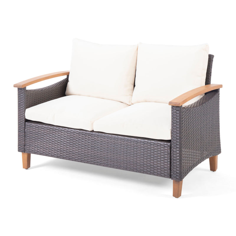 Isla - Transitional Chat Set With Water Resistant Cushions - Teak - R&R Furniture Gallery (Fountain Valley, CA)
