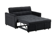 Maeve - Convertible Sleeper Loveseat With Tufting and Side Pocket - Black - R&R Furniture Gallery (Fountain Valley, CA)