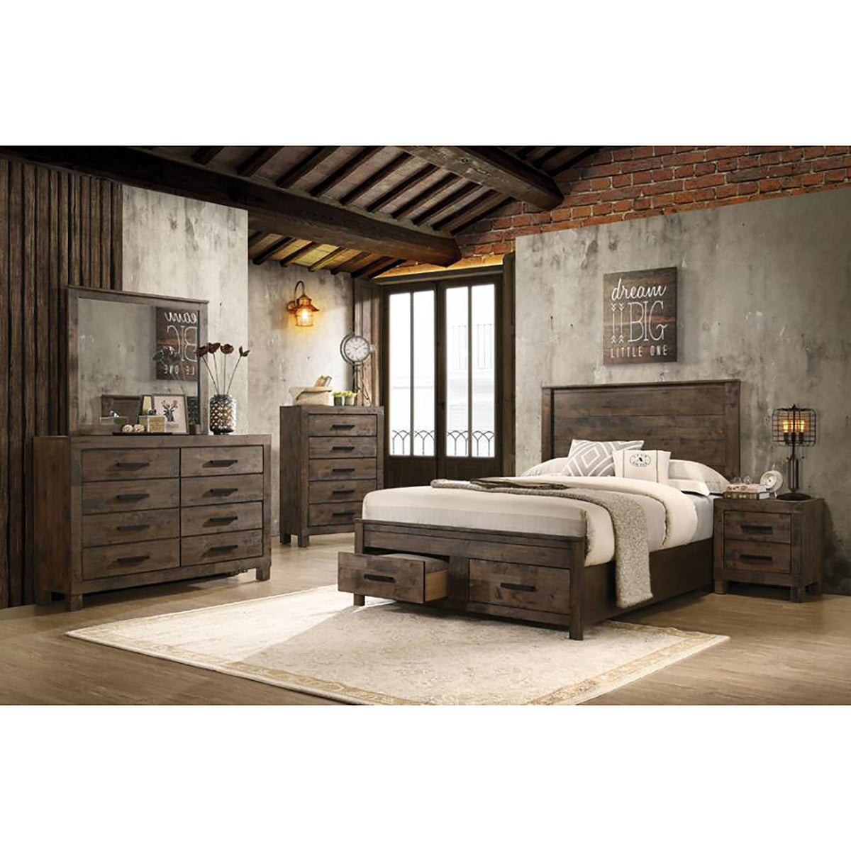 2 Drawer Nightstand - Brown Wood