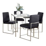 Lumi Source Fuji high back contemporary dining set with glass tabletop, 5-piece modern dining room furniture for stylish eating spaces.