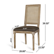 French Country Dining Chair With Rectangular Cane Backrest And Smooth Upholstered Seating - R&R Furniture Gallery (Fountain Valley, CA)