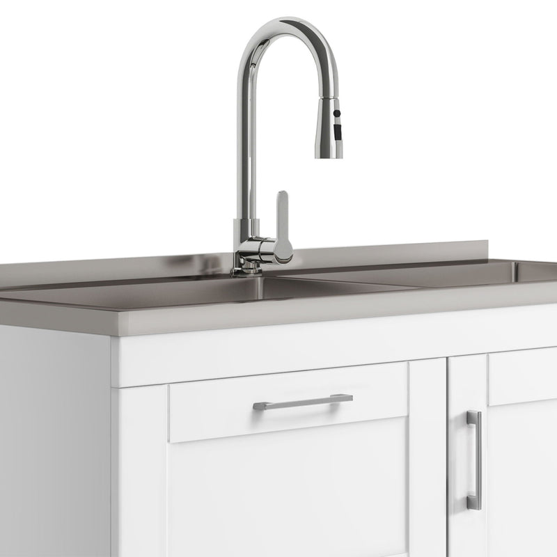 Shaker - Modern Wide Laundry Cabinet With Faucet And Sink - White - R&R Furniture Gallery (Fountain Valley, CA)