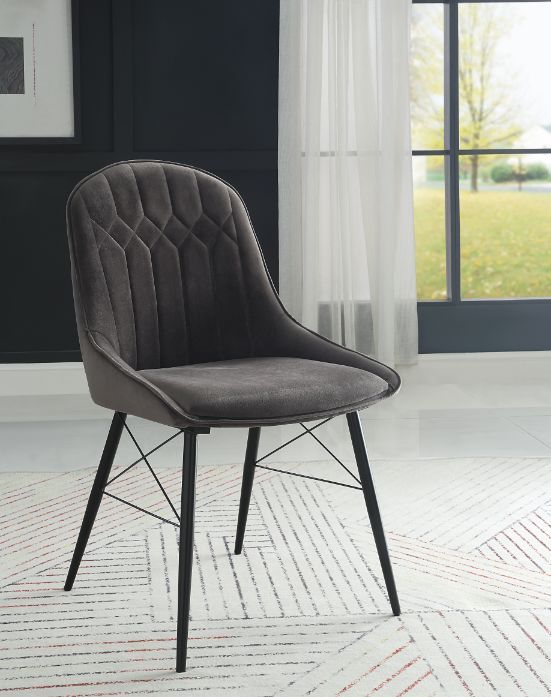 Abraham - Side Chair (Set of 2) - Dark Gray Fabric & Black - R&R Furniture Gallery (Fountain Valley, CA)