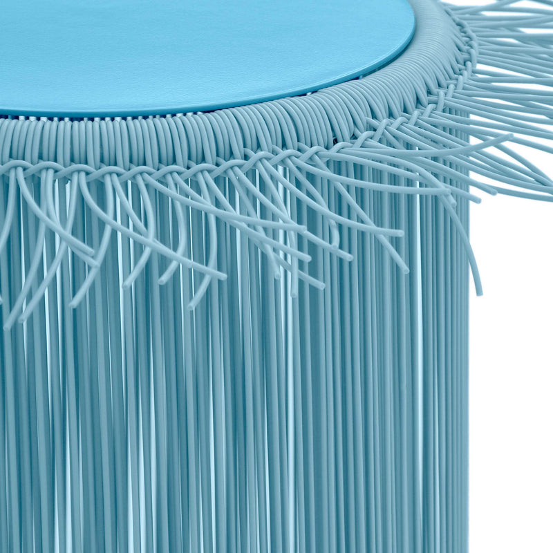 TOV Furniture Rafa outdoor side table with sleek design, featuring a round top and sturdy legs for outdoor patio use.