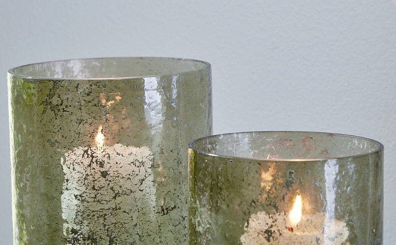 Clarkton - Candle Holder Set (Set of 2) - Green - R&R Furniture Gallery (Fountain Valley, CA)