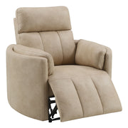 Elison - Motion Glider Recliner With Swivel - Dark Beige Polish Microfiber - R&R Furniture Gallery (Fountain Valley, CA)