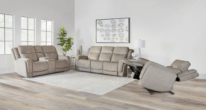 Penfield - Power Zero G Console Loveseat With Heat, Massage & Speaker P3 - Frappe - R&R Furniture Gallery (Fountain Valley, CA)