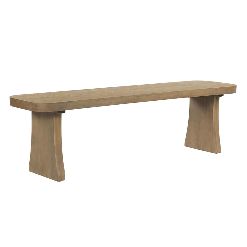 Indoor pine dining bench by Noble House featuring a sturdy wooden design and smooth finish, ideal for kitchen or dining room seating.