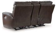 Crossplex - Power Reclining Loveseat / Console / Adjustable Headrest - Smoke - R&R Furniture Gallery (Fountain Valley, CA)