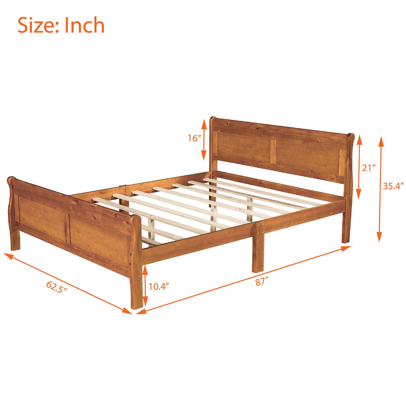 Platform Bed Frame Mattress Foundation Sleigh Bed With Headboard / Footboard / Wood Slat Suppor - R&R Furniture Gallery (Fountain Valley, CA)