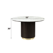 Clayten - Round Dining Table With Marble - White Natural Marble Top & Espresso - R&R Furniture Gallery (Fountain Valley, CA)