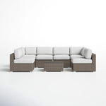6 Seater Rattan Wicker Outdoor Lounge Set With Cushions - Gray Mix