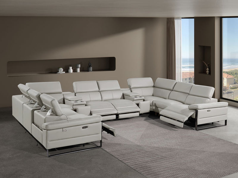 1246 - 10-Piece U-Shaped Modular Power Reclining Sectional With 4 Power Recliners And Power Headrests