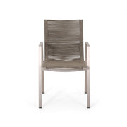 Modern outdoor aluminum dining chair set with rope sea design by Noble House, featuring two stylish and durable chairs for outdoor dining.