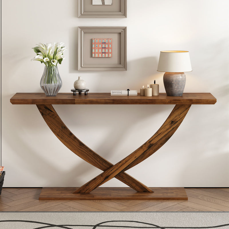 Console Table With Cross Leg Base And Reinforced Support Plate - R&R Furniture Gallery (Fountain Valley, CA)
