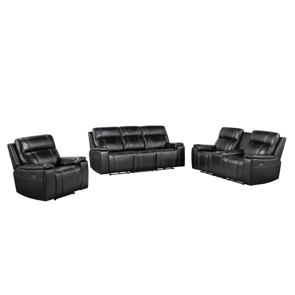 Gary - Power Recliner With Power Recline Motion, Pillow Top Arms, Hidden Cupholders - Black