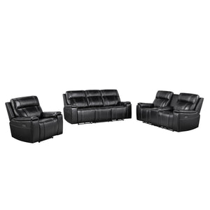 Gary - Power Recliner With Power Recline Motion, Pillow Top Arms, Hidden Cupholders - Black