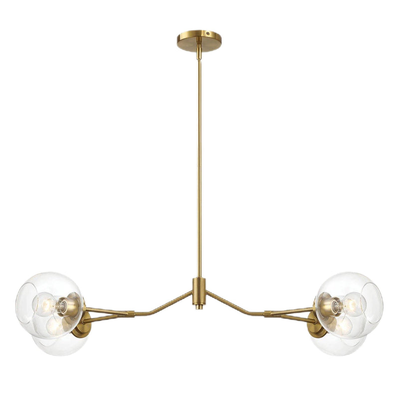 Ashcroft Furniture Jewel 4-light chandelier with clear and gold hanging glass fixtures, ceiling light fixture with elegant design