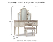 Realyn - Vanity/Mirror/Stool (Set of 3) - White / Brown / Beige - R&R Furniture Gallery (Fountain Valley, CA)