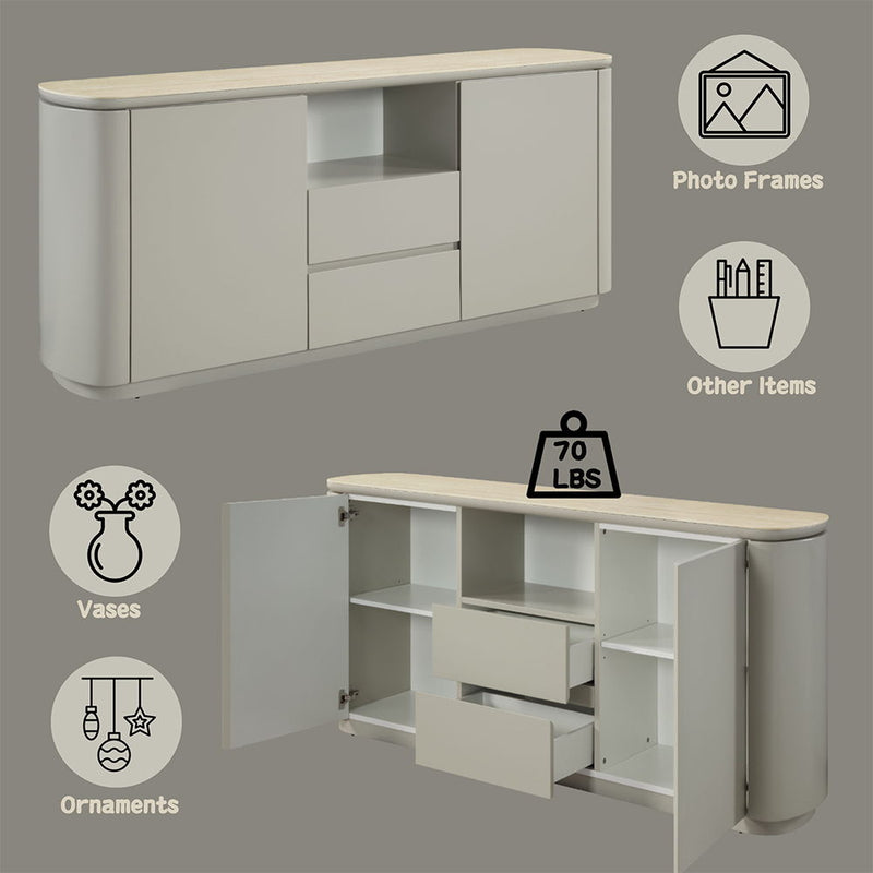 Ingram - Server - Ceramic Top & Light Gray - R&R Furniture Gallery (Fountain Valley, CA)